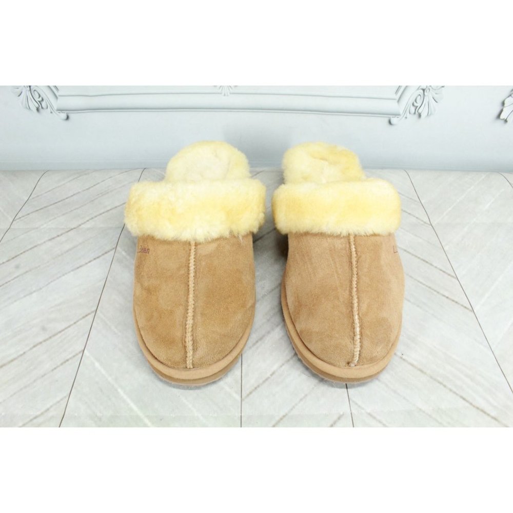 LL Bean Brown Suede Wicked Good Shearling-Lined Slides Slippers Size 9 M - Picture 5 of 9